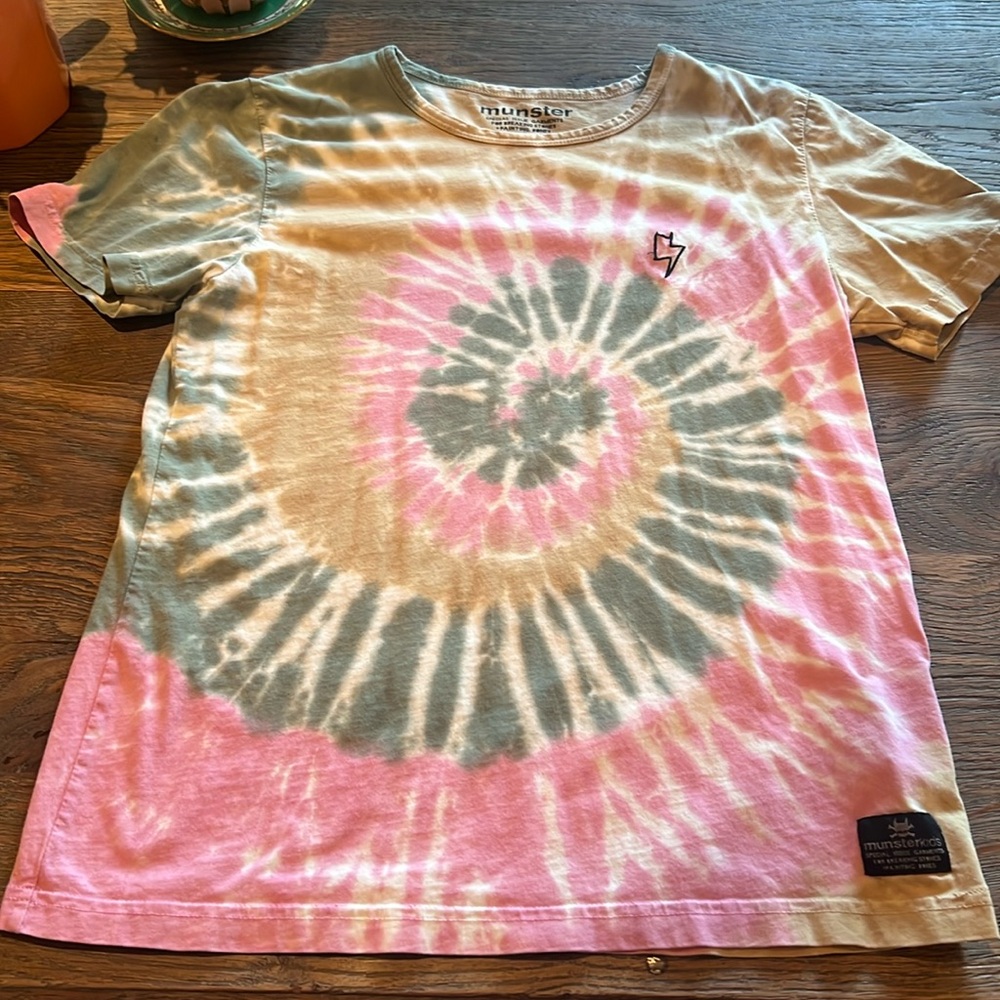 Munster Kids - Boys Shirt - Tan Pink Green Tie Dye